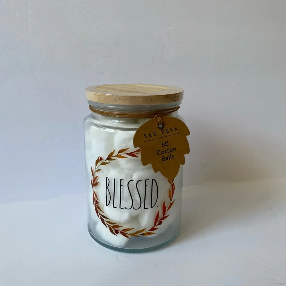 NWT Rae Dunn BLESSED Cotton Ball Jar